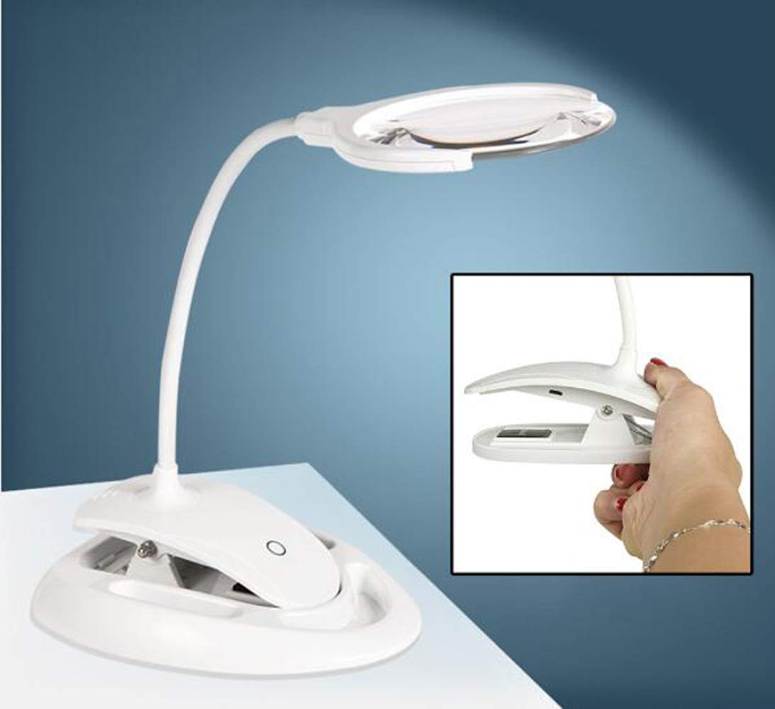 Lampada a Morsetto con Lente d'Ingrandimento LED 3X/8X: Lente dimmerabile, Temperatura di Colore Regolabile, Braccio Girevole, Luce Multiuso per scrivania, Tavolo, attività, artigi