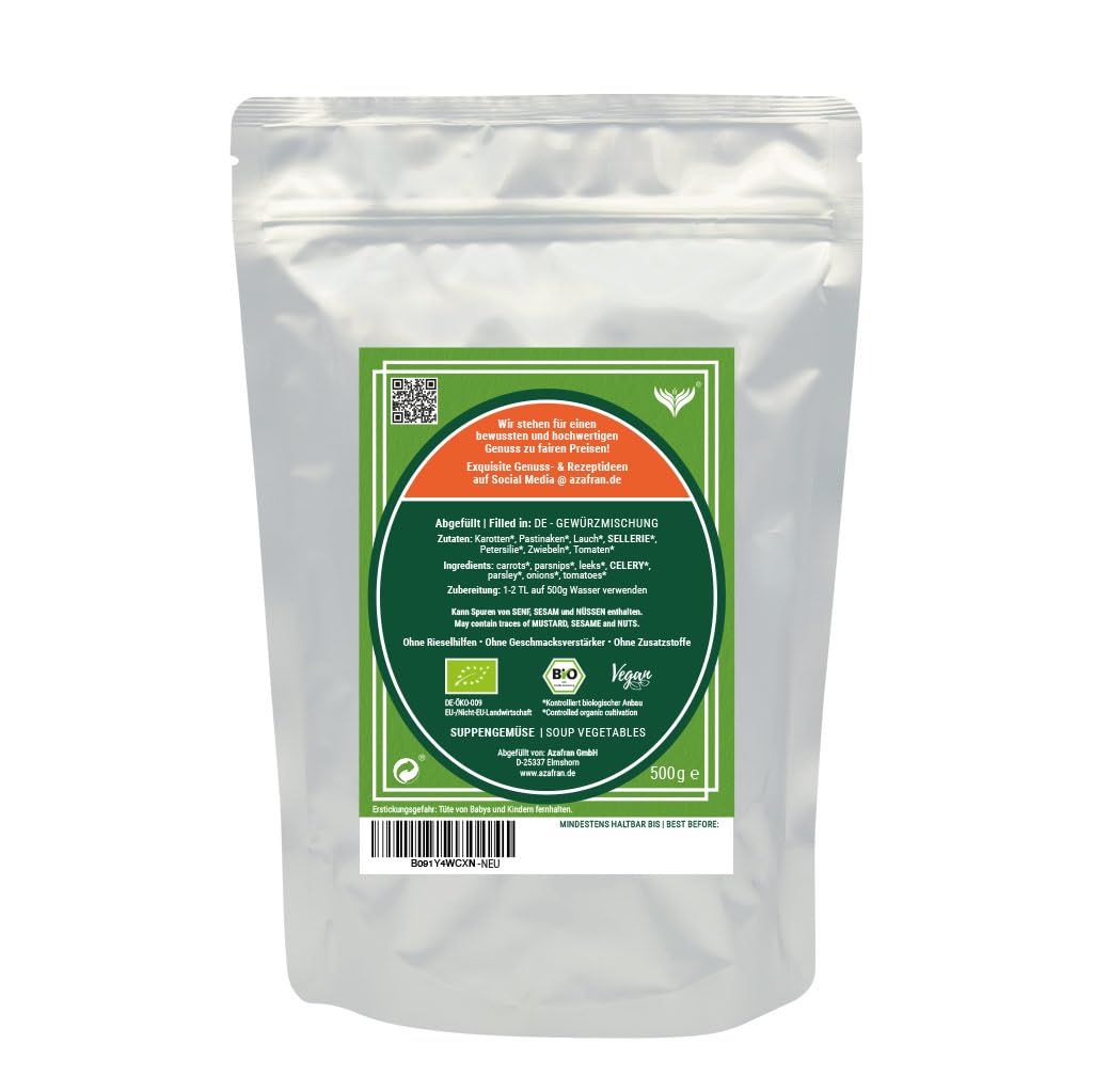 Azafran BIO Suppengemüse (Gewürzmischung) für Brühe ohne Hefe, Glutamate, Fett, Salz und Zucker 2kg