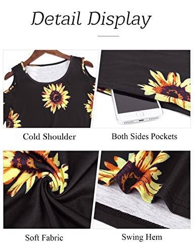 Misyula Style Womens Summer Cold Shoulder Floral Flowy T-Shirt Dress with Pockets - Image 5