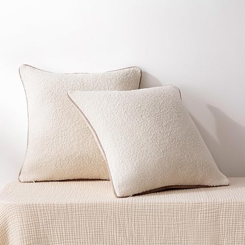 Image of Amazon Basics Boucle Throw Pillow Covers for Couch, Living Room, Home Decor with Hidden Zipper, White, 16x16in, Pack of 2