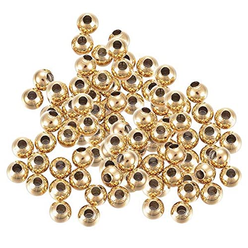 SNAPPSY 2x100pcs 304 Stainless Steel Round Spacer Beads Charms DIY Jewelry Making Gold-picture-33