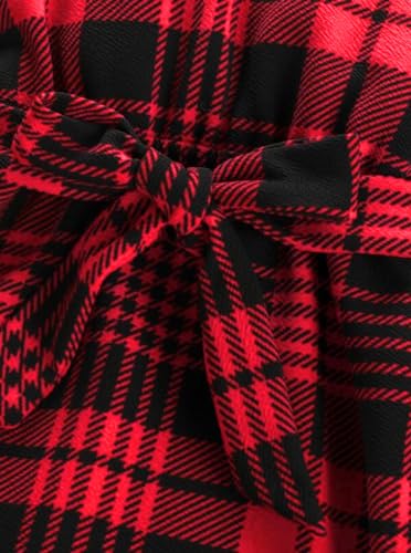 Girls Plaid Dress Casual Long Sleeve Bow Hooded Sweatshirt Dress3