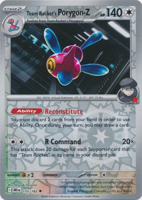 Pokemon - Team Rockets Porygon-Z 155 182 - Destined Rivals - Reverse Foil - Single Card