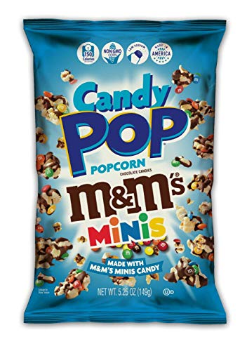M&M's Minis Candy Coated Popcorn, Made with Real M&M's Minis Candy, Drizzled with Chocolate, NON-GMO, 5.25oz