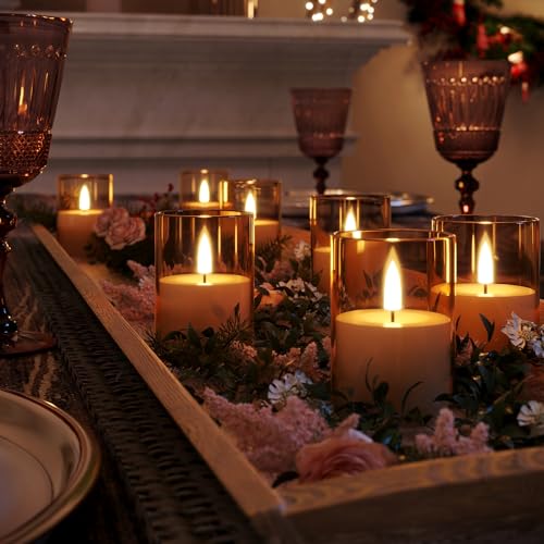 Image of 12Pack Flameless LED Candles with Timer, Battery Operated, Gold, 2 inchx3 inch | Small Pillar & Votive Candle with Realistic Flickering Warm Glow for Centerpieces, Wedding Tables, Holiday, and Home Decor