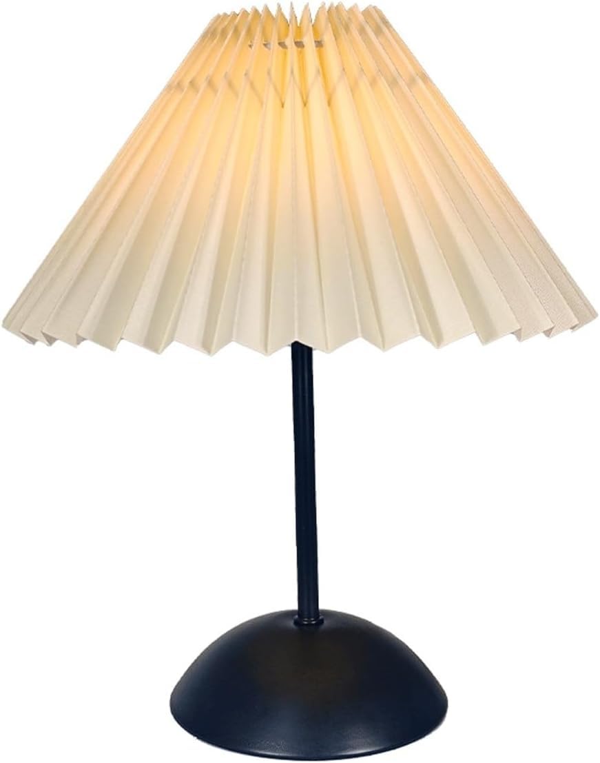 DFAEEKIYO Modern Table Lamp, Bedside Umbrella Light, Pleated Fabric Shade