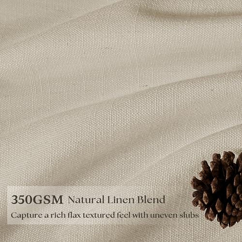 Image of Extra Wide Oatmeal Pinch Pleat Semi Sheer Linen Curtains 70x96 Inch 1 Panel