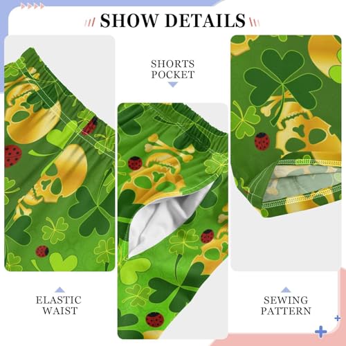 Skull Clover Ladybug Boys Long Pants Soft Trousers Elastic Waist Kids Lounge Bottoms with Pockets S-XL4