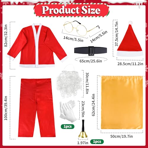iZoeL Weihnachtsmann kostüm Herren Damen, Weihnachtsmann Bart Mütze Handschuhe Gürtel Weihnachtsmann Tasche Brille Weihnachtskostüm Accessories, Herren Damen Weihnachtsmann Anzug(L-XXL)