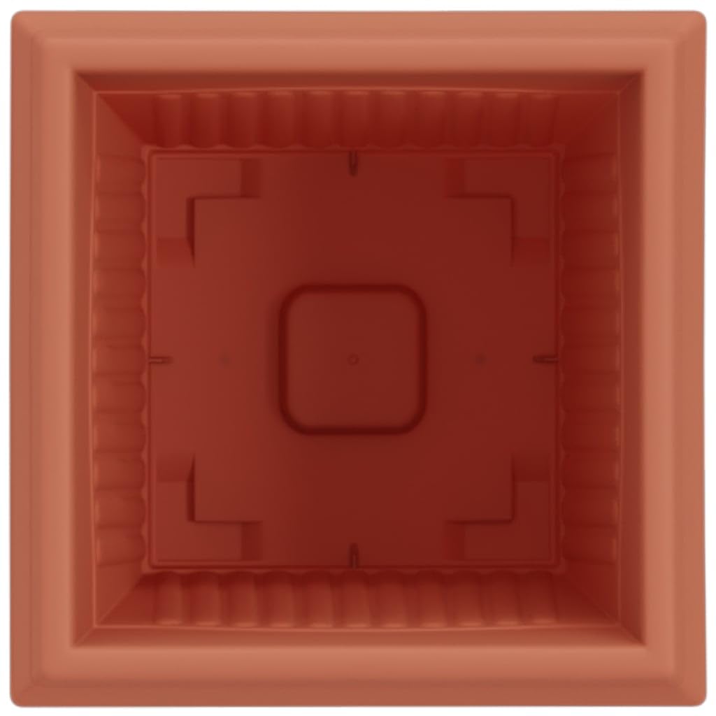 Quadratischer Blumentopf Ziegelrot aus Kunststoff 16 x 16 x 14 cm 24 Stück mit Entwässerungslöchern für Garten Balkon Terrasse Indoor Outdoor Pflanzgefäß Deko