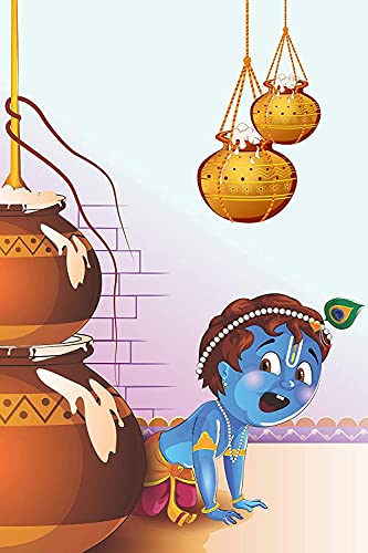 Suckle Indian Culture Homes Digital Baby Krishna Wall Poster for Pregnant Women Bal Roop Kanha Kanhaiya (P_E_1017-Multicolor9)