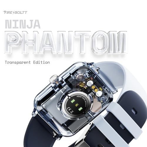 Image of Fire-Boltt Ninja Phantom Smart Watch 1.83 inch Display, Transparent Clear Body Design, Bluetooth Calling, 120+ Sports Modes, Voice Assistant, AI Outfit Watch Face Smartwatch for Men & Women Stealth Navy