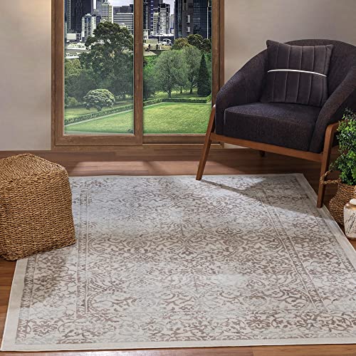 Livabliss Hazel Faro Vintage Rug – 160x216 cm, Taupe, Ivory & Light Grey
