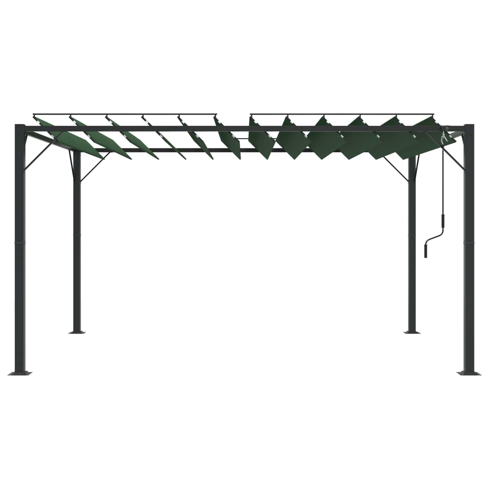 Altana Aluminiowa 3 x 4 x 2,14 m Zielona | Ruchomy Dach z Lamelami, Tkanina Poliestrowa z Powłoką PA, Na Taras i Ogród