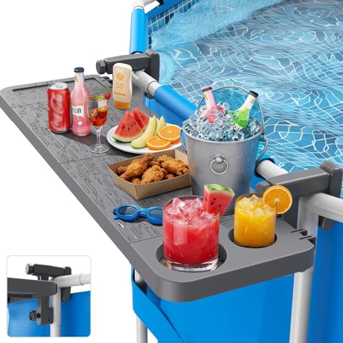 Arlierss Pool Bar for Above Ground Pool Swim Up Bars for Pool 42.5 x 12 Pool Side Table with 90 lbs Capacity Poolside Bar Clip-On Foldable Tabletop Easy Install