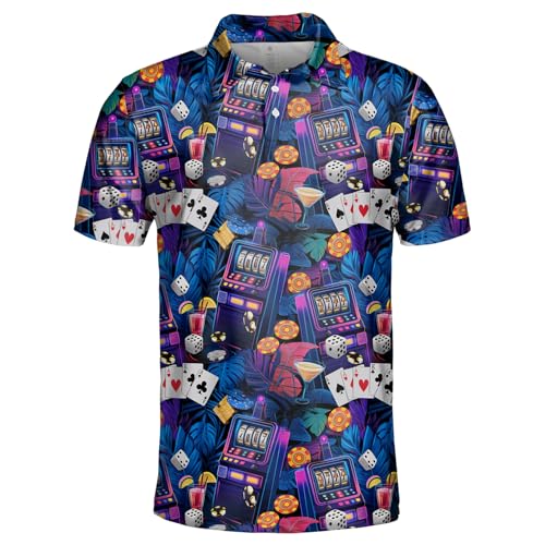 Poker Polo Golf Shirts for Men Women - Casino Polo Shirts Short Sleeve Mens Polo Shirts Las Vegas Outfits