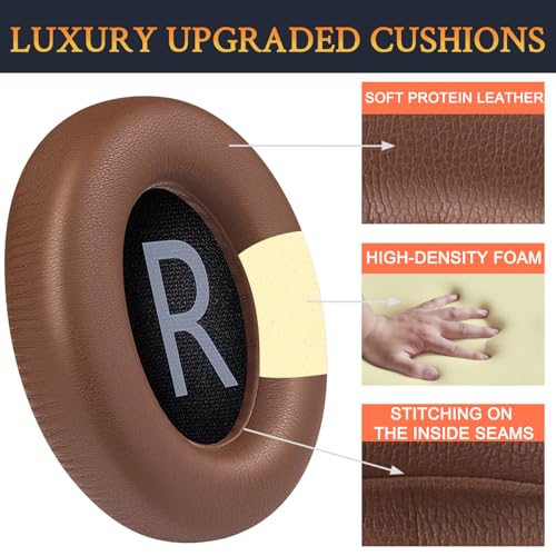 Image of SOULWIT Replacement Earpads for Bose 700 (NC700) Wireless Headphones, Ear Pads Cushions with Softer Protein Leather, High-Density Noise Cancelling Foam, Added Thickness - Coffee