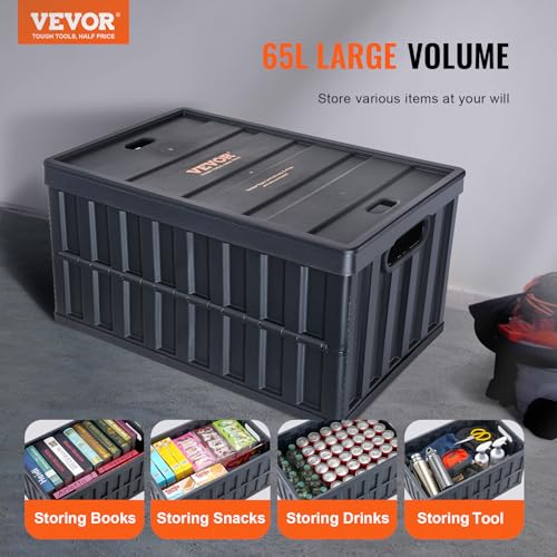VEVOR 3er-Set 65L Profi Klappbox aus PP Transportbox mit Deckel Faltbarer Aufbewahrungsbox mit Handgriff Stapelbare Kisten Storage Box Faltboxen Stapelboxen für Aufbewahrung & Transport