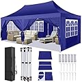 TOOLUCK 10x20 Pop Up Canopy Party Tents for Parties Waterproof Outdoor Event Shelter with 6 Sidewalls UV Protection 50+ Camping Commercial Wedding Portable Tent for Backyard, Navy Blue
