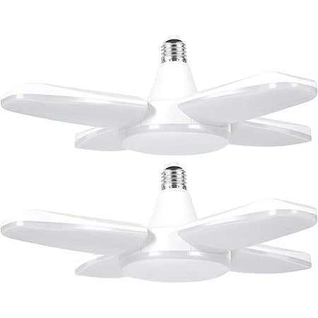 Amazon Co Jp Jornarshar Ledライト ガレージライト 2個 屋内 80w 6000lm Led電球 6500k 天井照明 超高輝度 照明 取付簡単 工事不要 角度調節可能 カーポート 車庫 倉庫 納戸 作業灯 昼光色 ホーム キッチン