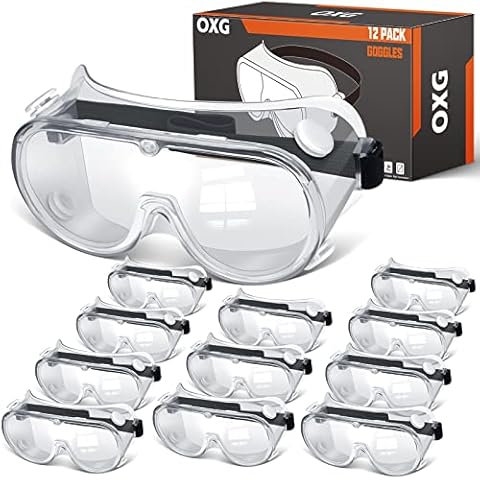 OXG Anti-Fog Safety Glasses Over Eyeglasses, Protective Safety Goggles ANSI Z87.1 Lab Goggles Men Women (12) Cover