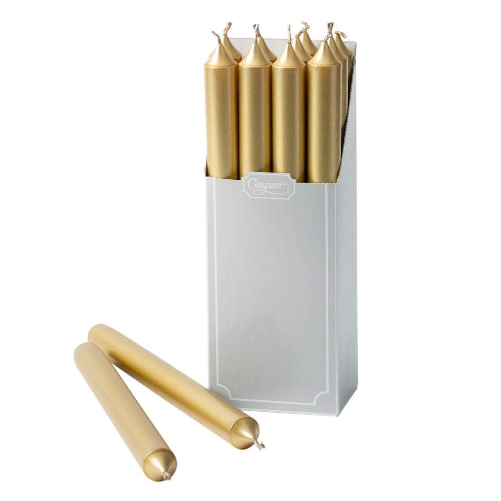 Caspari Straight Taper Candles in Gold - 12 Per Box