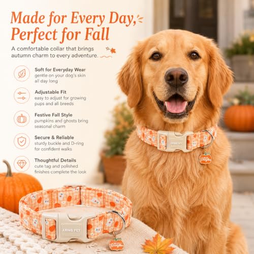 Image of ARING PET Halloween Dog Collar for Puppy Small Medium Large Dog-Orange XS