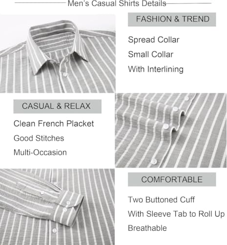 Image of Zombom Men's Regular Fit Vertical Striped Casual Shirt | Full Sleeve Cotton Blend Shirt for Men | Slim Fit Stylish Party