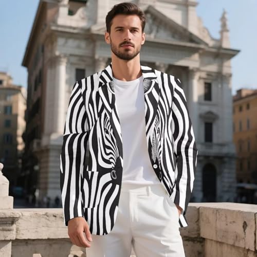 TOADDITDO Animals Pattern Blazers for Men Lightweight One Button Business Suit Jackets with 2 Pockets2