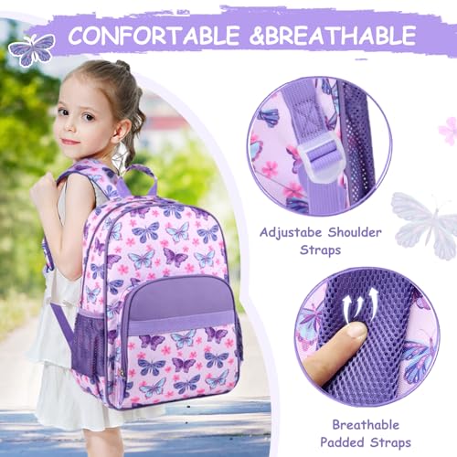 RAVUO Toddler Backpack, Cute Butterfly Kids School Backpacks Lightweight Water Resistant Girls Bookbag with Chest Strap4