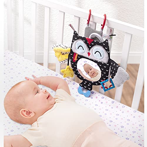 Image of Caterbee Baby Black and White Toy with in-Sight Car Mirror for Hanging car seat, Stroller, Crib, High Contrast Baby Toys for Neborn Tummy time (White&Black)