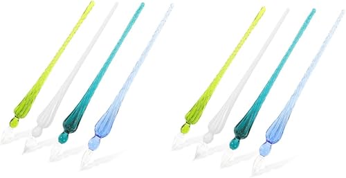 NUOBESTY Bolígrafo de inmersión de vidrio, 8 unidades, bolígrafos japoneses, juegos de pinceles de decoración retro, práctico bolígrafo de inmersión