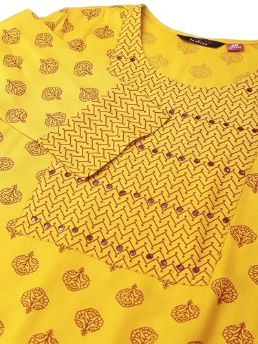 Image of MIRCHI FASHION Women's Straight Fit Paisley Printed And Embellished Kurta Set with Dupatta and Trouser