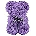 FeiWen Oso de Flor Rosa 10 Pulgadas Oso de Peluche Flores Artificiales Día de la Madre ,Día de San Valentín , Aniversario con Despedida de Soltera con Caja de Regalo Transparente (púrpura)
