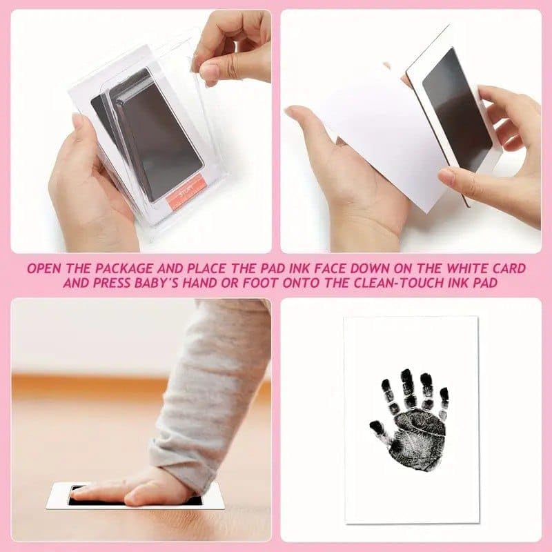 Baby Handprint and Footprint Clean-Touch Ink Pad Kit, Black, for Growth Memorial Book 1