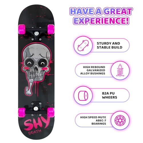 Image of Nattork 31 Inch Complete Skateboard, Standard Skateboards for Beginners, Wood 9 Layer Canadian Maple Trick Skate Boards for Boys Girls Youth Teens Adults