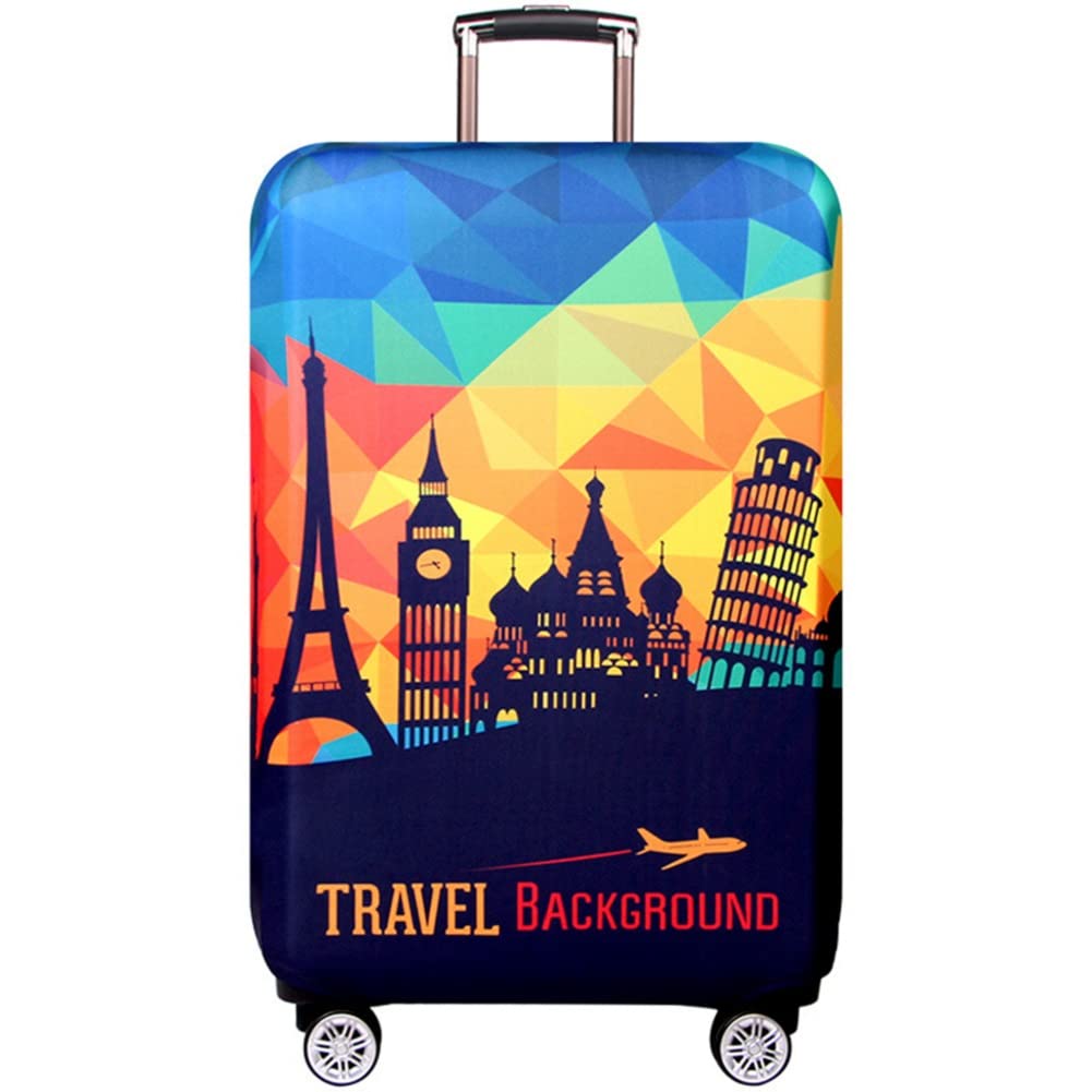 Travel Luggage Cover Fit for 18-32 Inch Luggage Travel Luggage Protective Covers Suitcase Cover Elastic Dustproof Travel Accessories (European Landscape, S-(18-21 inch Luggage))
