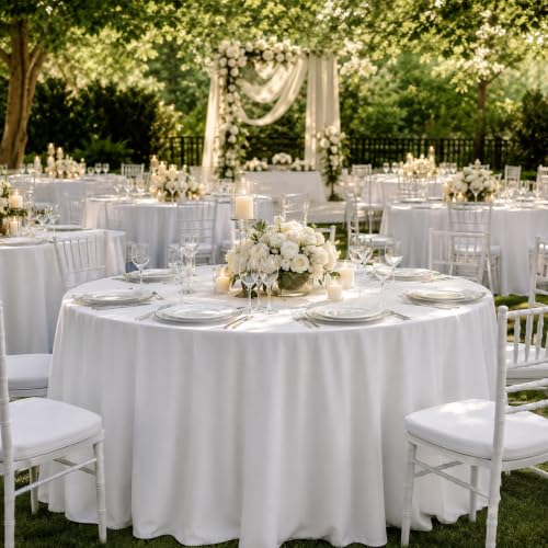 Surmente 10 Pack 120 Inch White Tablecloths for Round Tables by Surmente - Used condition - Image 6