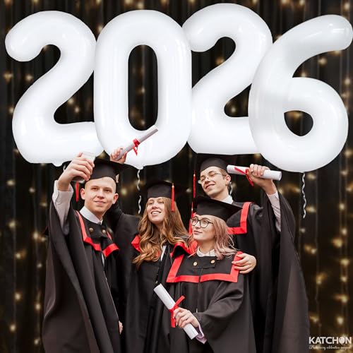 Image of White 2026 Balloons 42 Inch, Giant - White Graduation Decorations 2026, Foil Number 2026 Graduation Balloons Class of 2026 Decorations | Graduation Party Decorations | Prom Decorations 2026, Katchon
