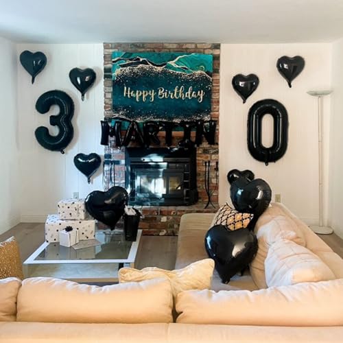 Image of Biapian Foil Heart Balloons Black, 10PCS Black Heart Shape Balloons, Valentines Balloons 18inch Black Foil Balloon for Helium Valentine Decorations for Valentines Day, Wedding, Anniversary Decoration