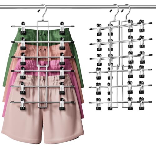 DAMITA Skirt Pants Hangers with Clips Space Saving Hanging Closet...