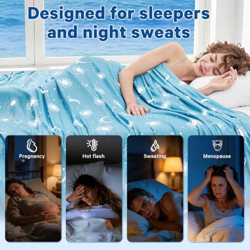 Image of inhand Cooling Blanket Throw(50 inchx60 inch) - Double Sided Cooling Blankets for Hot Sleepers, Breathable Soft Lightweight Summer Blanket for Beach, Sofa Bed Couch, Room Decor, Gifts for Women Men Sea Green