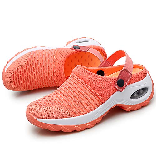 Image of Trsorini Mules Clogs for Women Summer Air Cushion Platform Mesh Mules Sneaker Sandals for Female Lightweight Beach Shoes Outdoor Slippers Walking Shoes