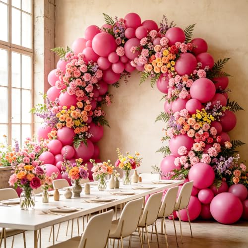 Image of 108Pcs Double Stuffed Hot Pink Balloon Garland Arch Kit