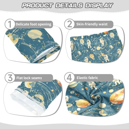 KLL Astronauts Constellations Planets Toddler Girl Active Leggings Casual High Waisted Dance Pants Running3