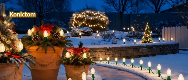 38FT LED Outdoor Christmas Pathway Lights,25 Warm White Extendable