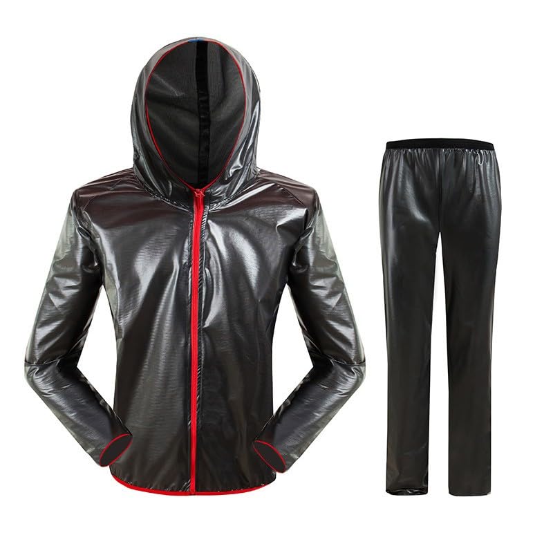 ReachMall Chaqueta impermeable y resistente al viento para hombre, abrigo de ciclismo ligero con tiras reflectantes y capucha para deportes al aire libre