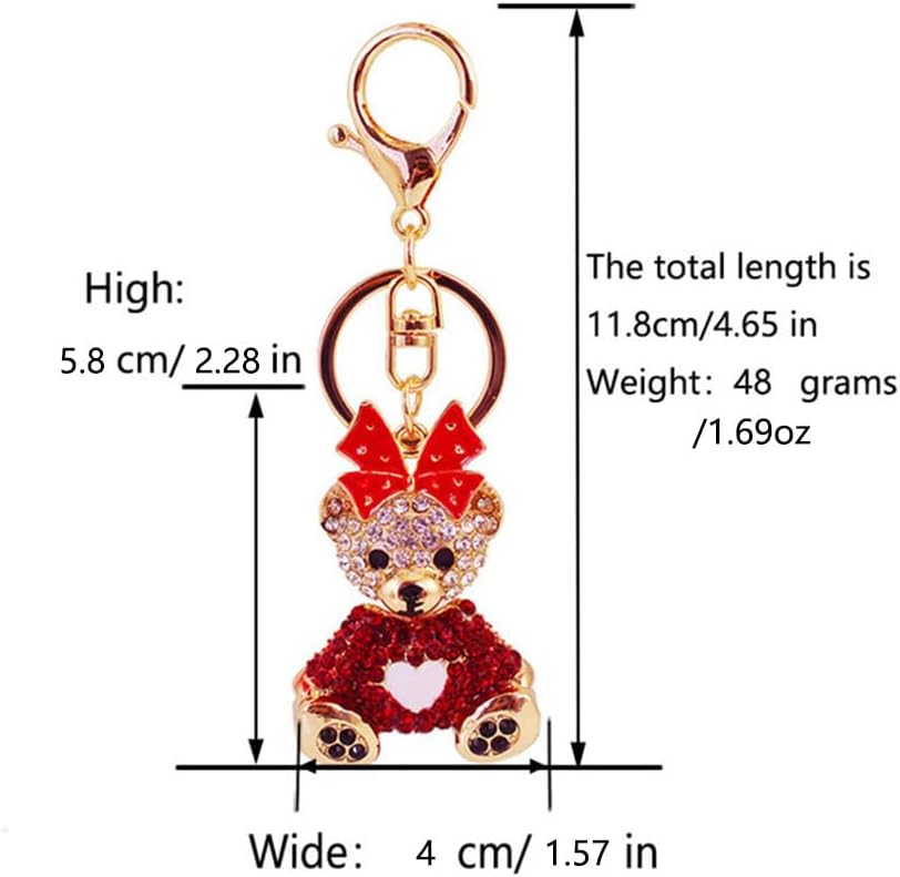 One Pack Cute Bowknot Heart Heart Bear Sitting Position Bear Animal Rhinestone Car Keychain Ring Chain Gift Pack Buckle - Image 2