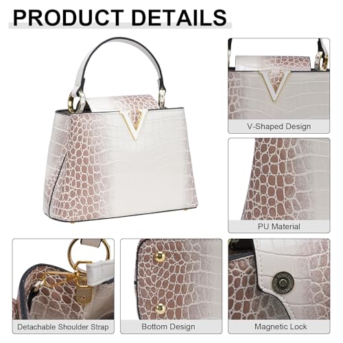 Satchel Bag for Women, Crocodile Leather Purse Top Handle Purse Small Crossbody Handbag Women's Shoulder Tote Bag2