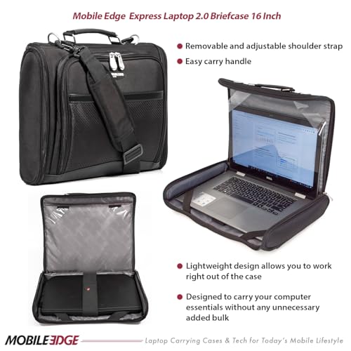 Mobile Edge Express 2.0 Laptop Briefcase Bag with Strap for Men and Women, Compatible with MacBook Pros and PC 16", Black2